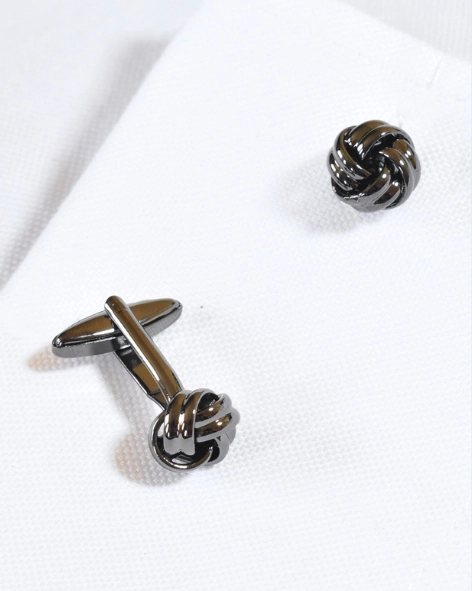 Gunmetal Metallic Knot Cufflinks