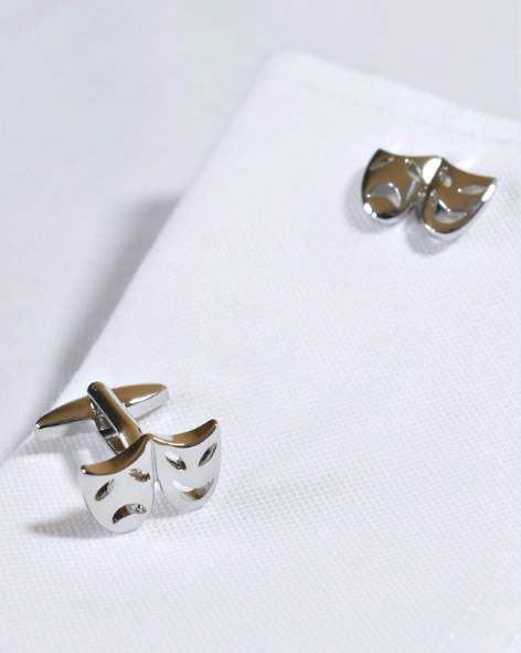 Silver Comedy and Tragedy Mask Cufflinks