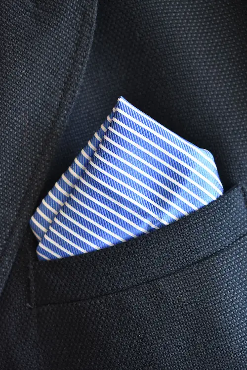 Royal Blue and Crisp White Parallel Striped Pocket Square