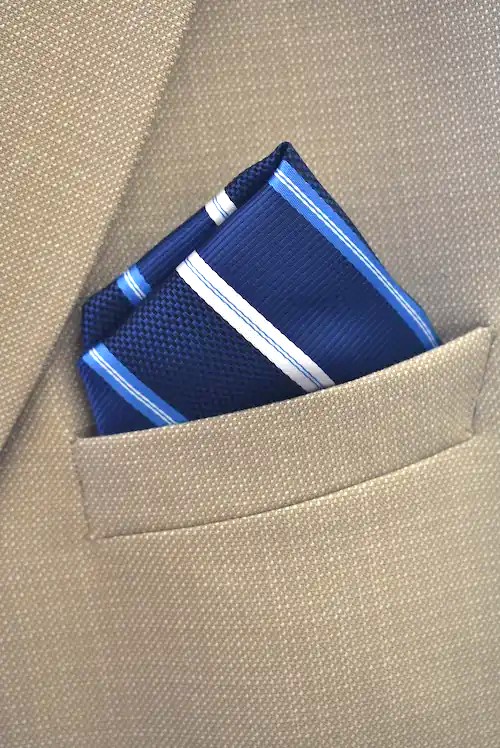 Oxford Navy Multi-Texture Triple Striped Pocket Square