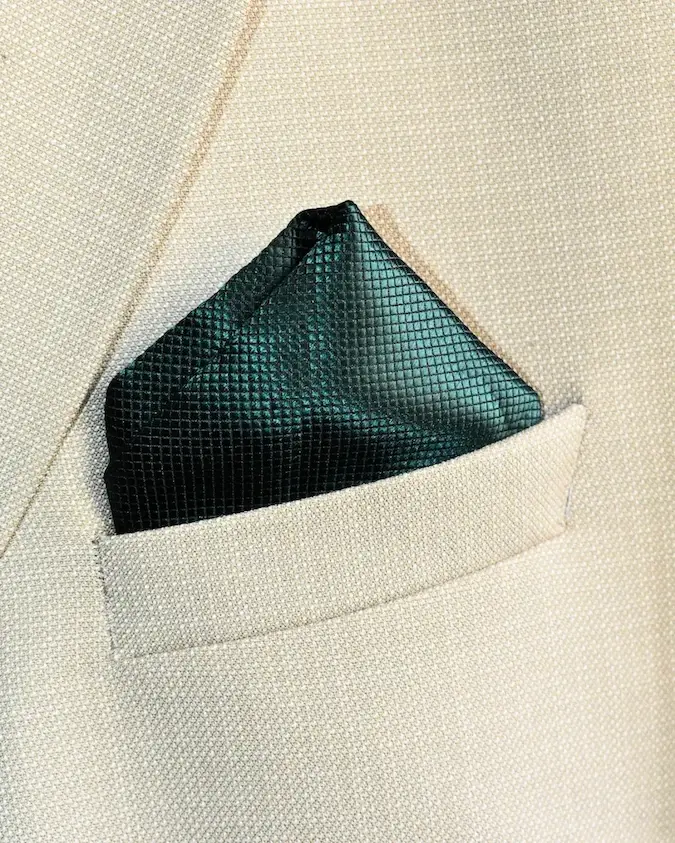 Forest Emerald Micro-Checkerboard Pocket Square