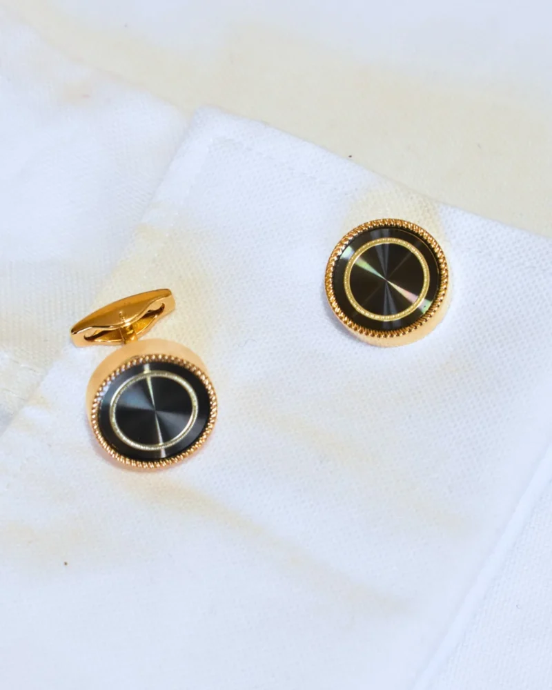 Gold and Black Sunburst Circular Cufflinks
