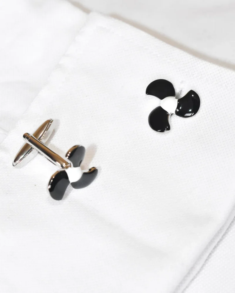 Silver and Black Propeller Cufflinks