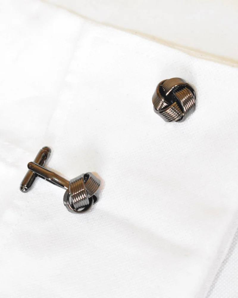Gunmetal Metallic Woven Knot Cufflinks