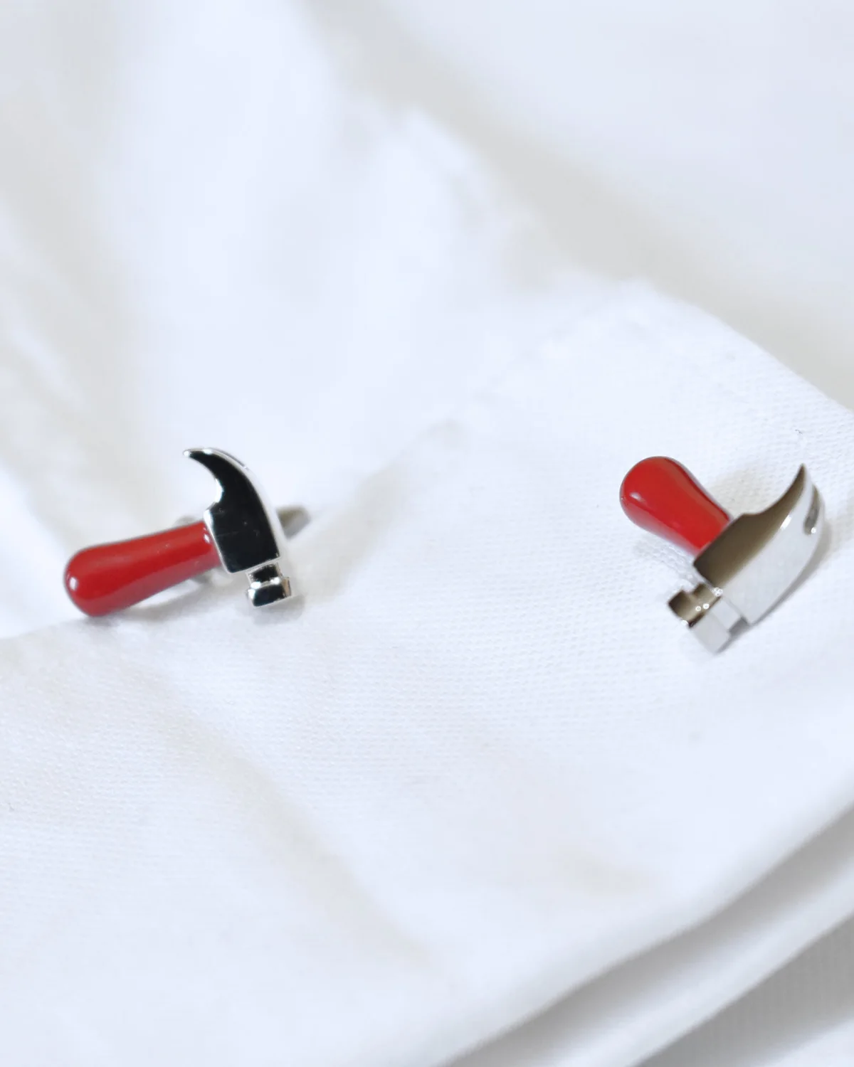Silver and Red Claw Hammer Cufflinks
