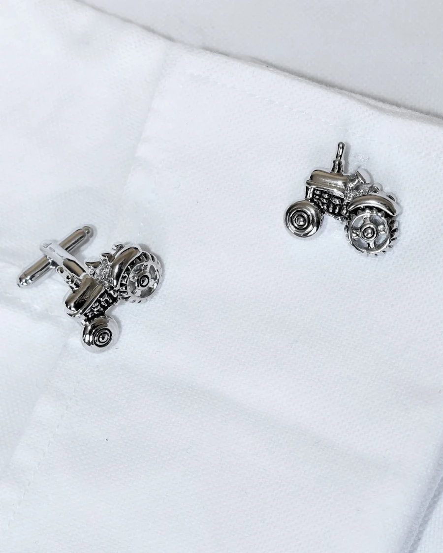 Silver Farm Tractor Cufflinks