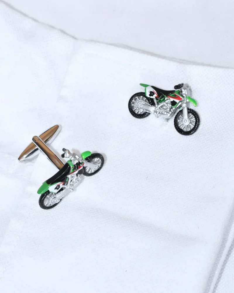 Green and Black Dirt Bike Motocross Cufflinks