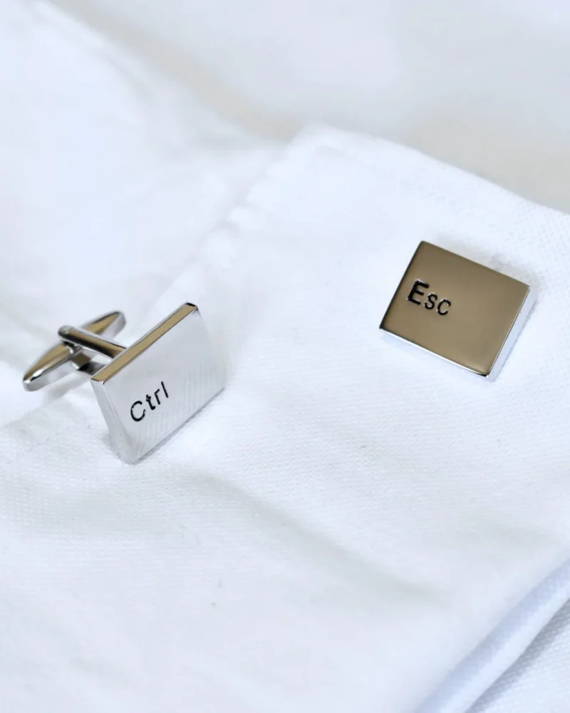 Silver Keyboard Key "Ctrl" and "Esc" Mismatched Cufflinks