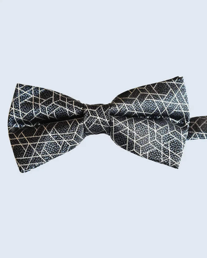 Black Geometric Woven Bow Tie