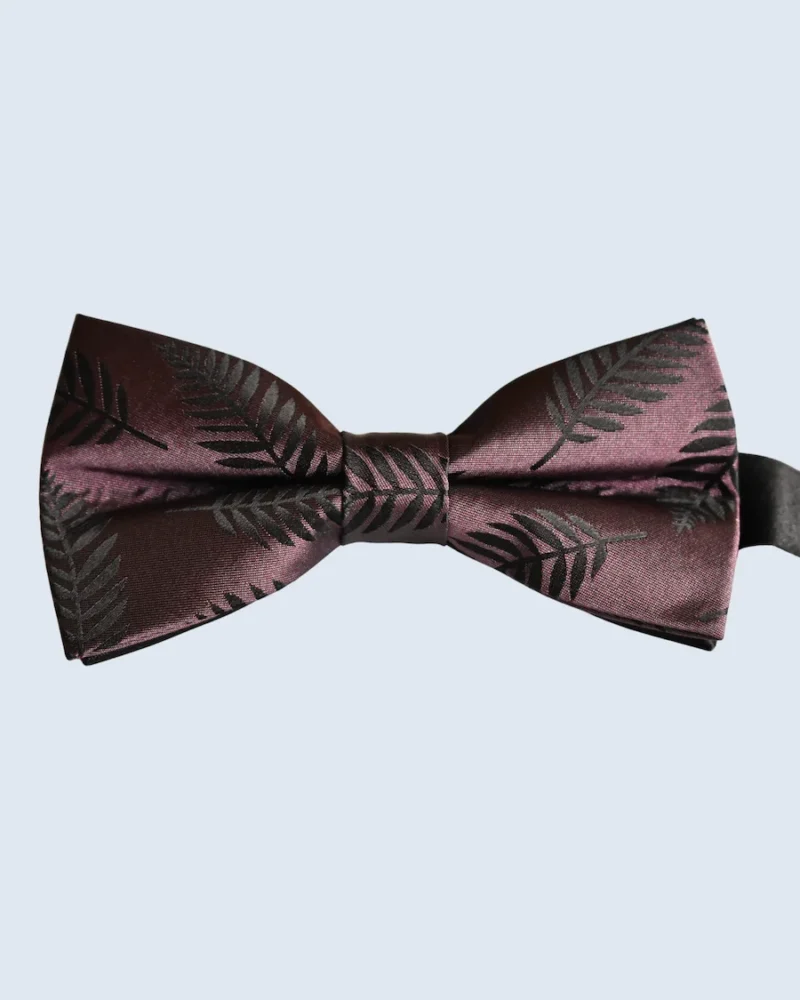 Burgundy Fern Leaf Woven Bow Tie
