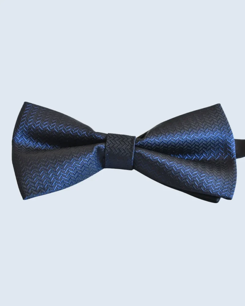 Navy Chevron Woven Bow Tie