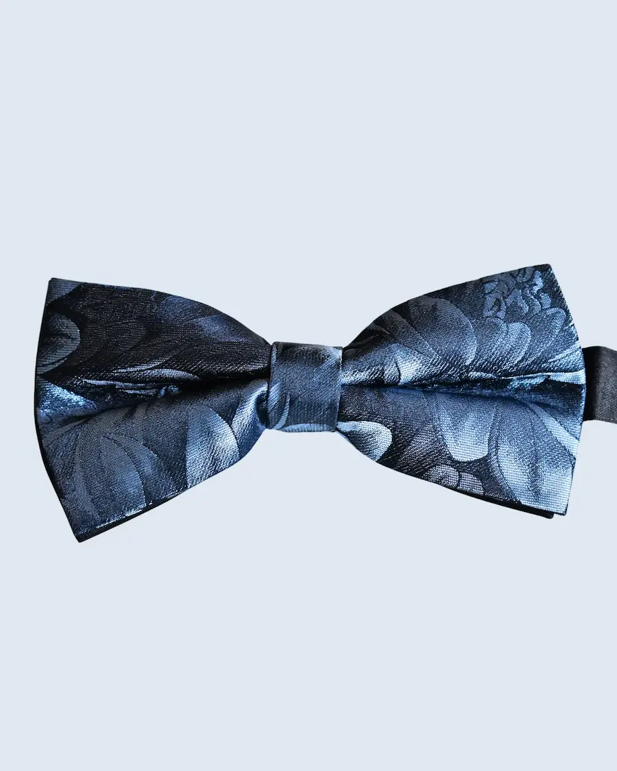 Steel Blue Floral Woven Bow Tie