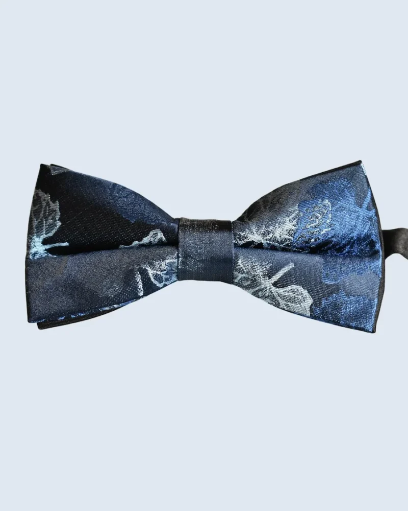 Midnight Navy & Steel Blue Floral Woven Bow Tie