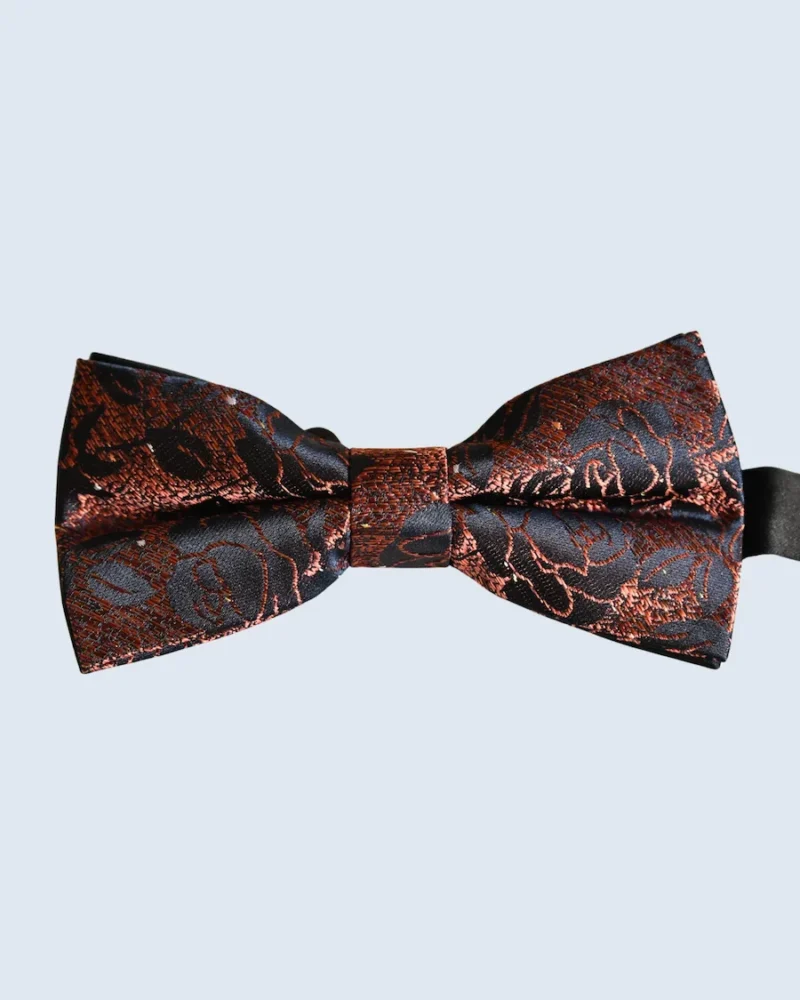 Metallic Bronze Floral Woven Bow Tie