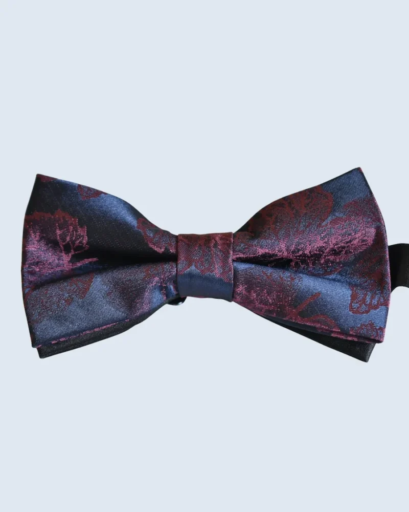 Midnight Navy & Crimson Floral Woven Bow Tie