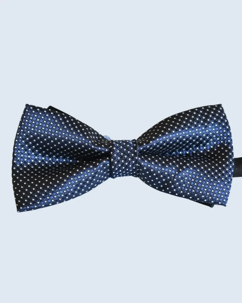 Midnight Navy & Silver Diamond Micro-Dot Woven Bow Tie
