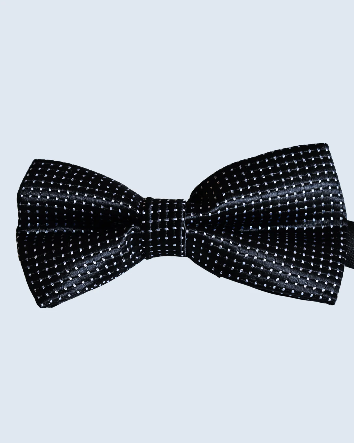 Black Bow Tie with Silver Polka Dot Grid Pattern