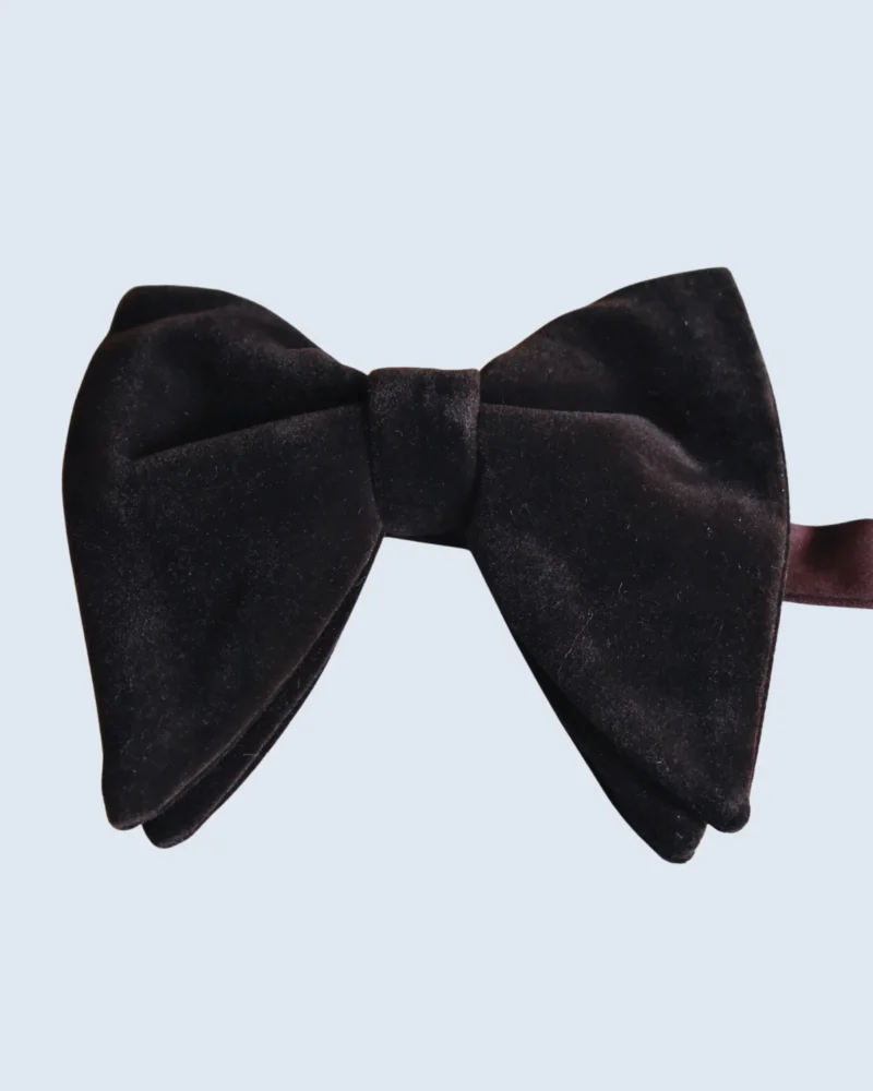 Dark Brown Velvet Diamond Tip Bow Tie