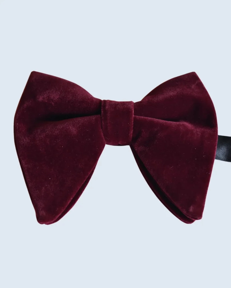 Burgundy Velvet Diamond Tip Bow Tie