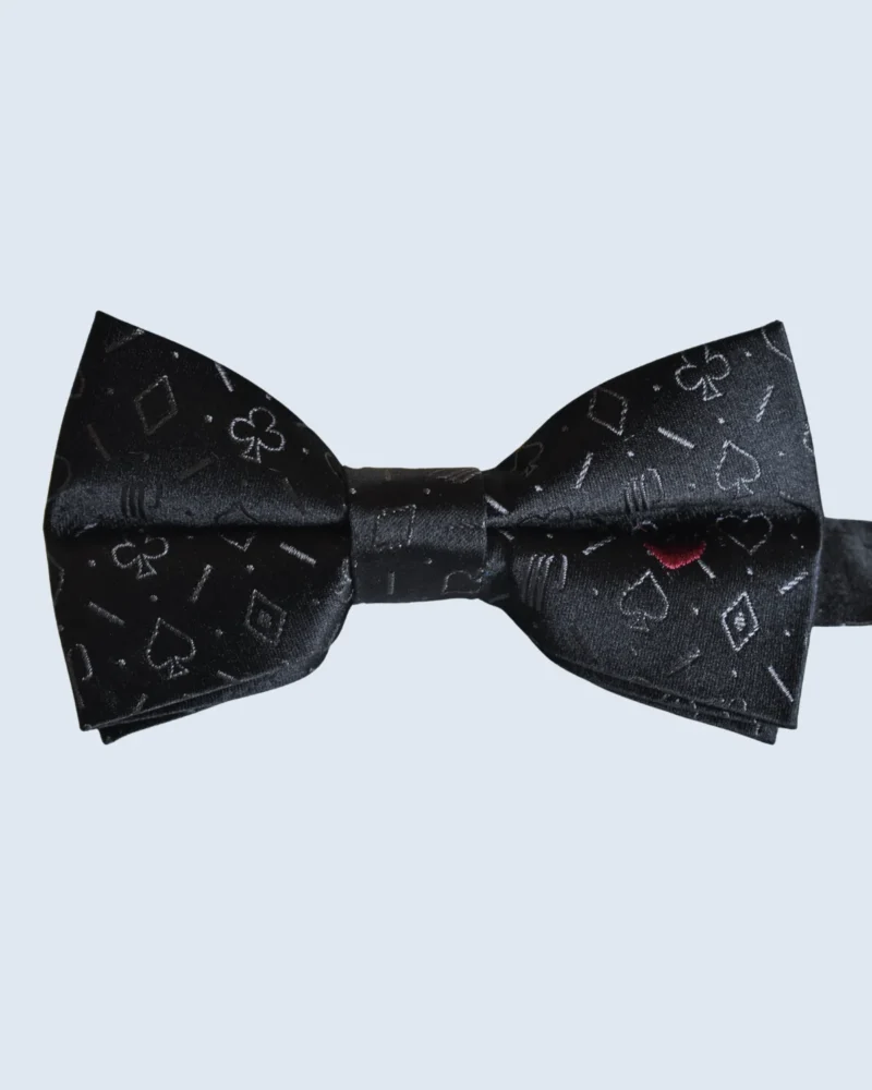 Black Card Suits Jacquard Bow Tie