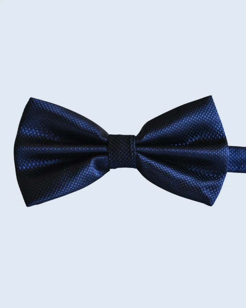 Midnight Navy Textured Micro-Grid Bow Tie
