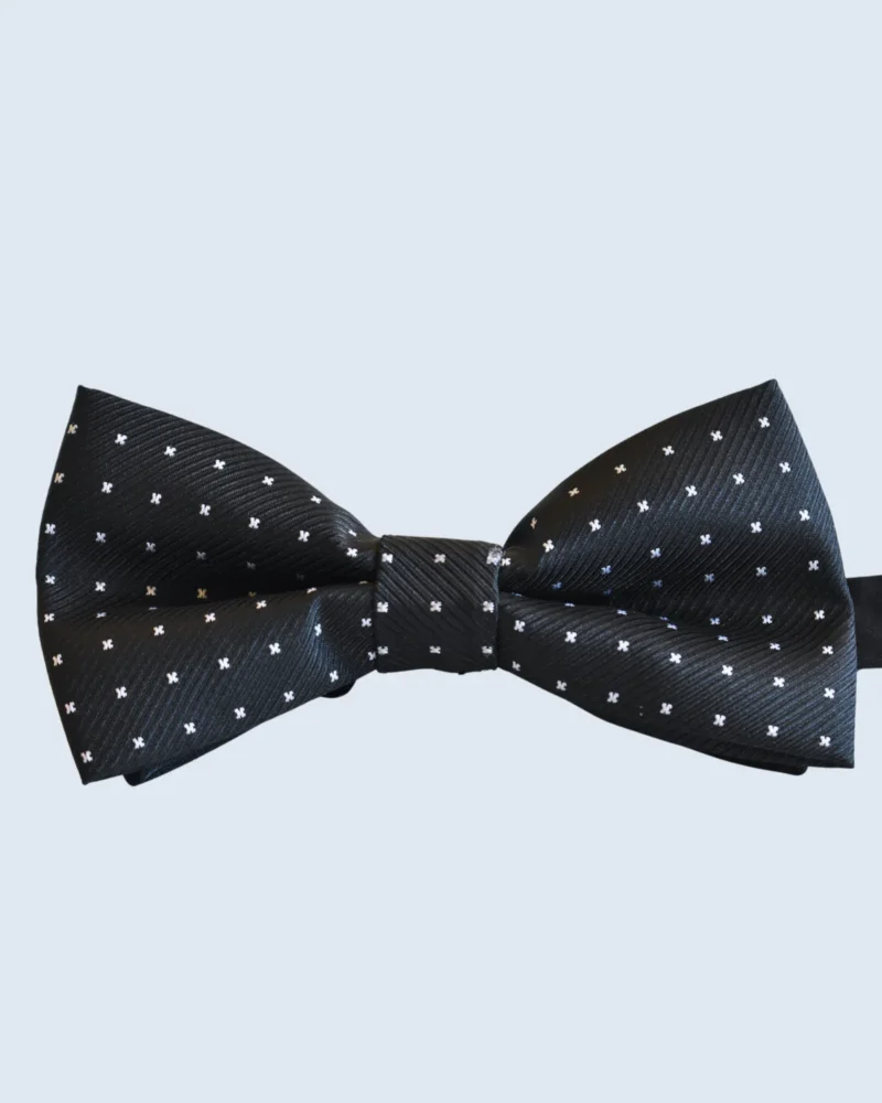 Black Bow Tie with White Crosshatch Dots