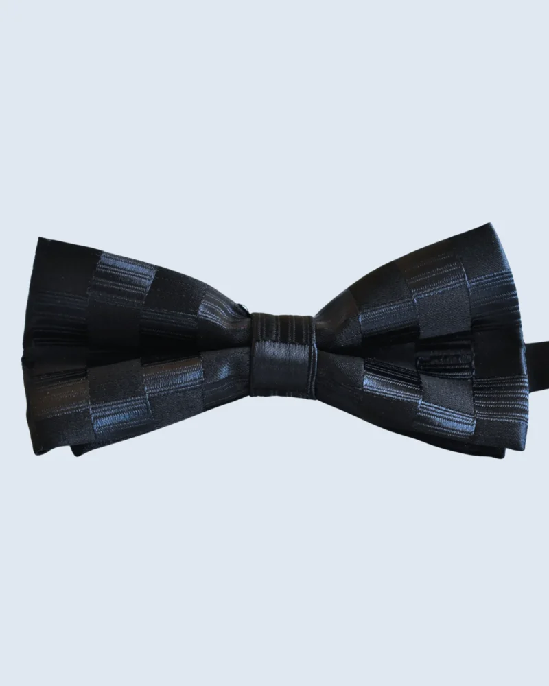 Black Checkered Woven Bow Tie