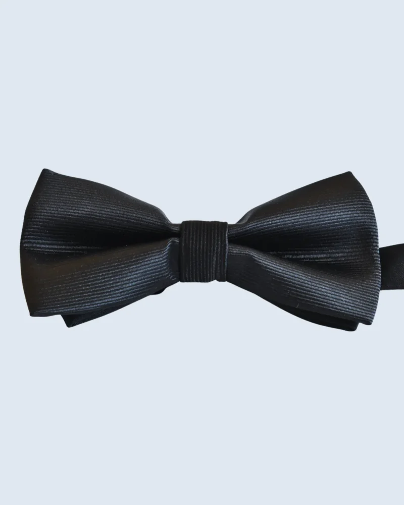 Classic Black Ribbed Twill Bow Tie