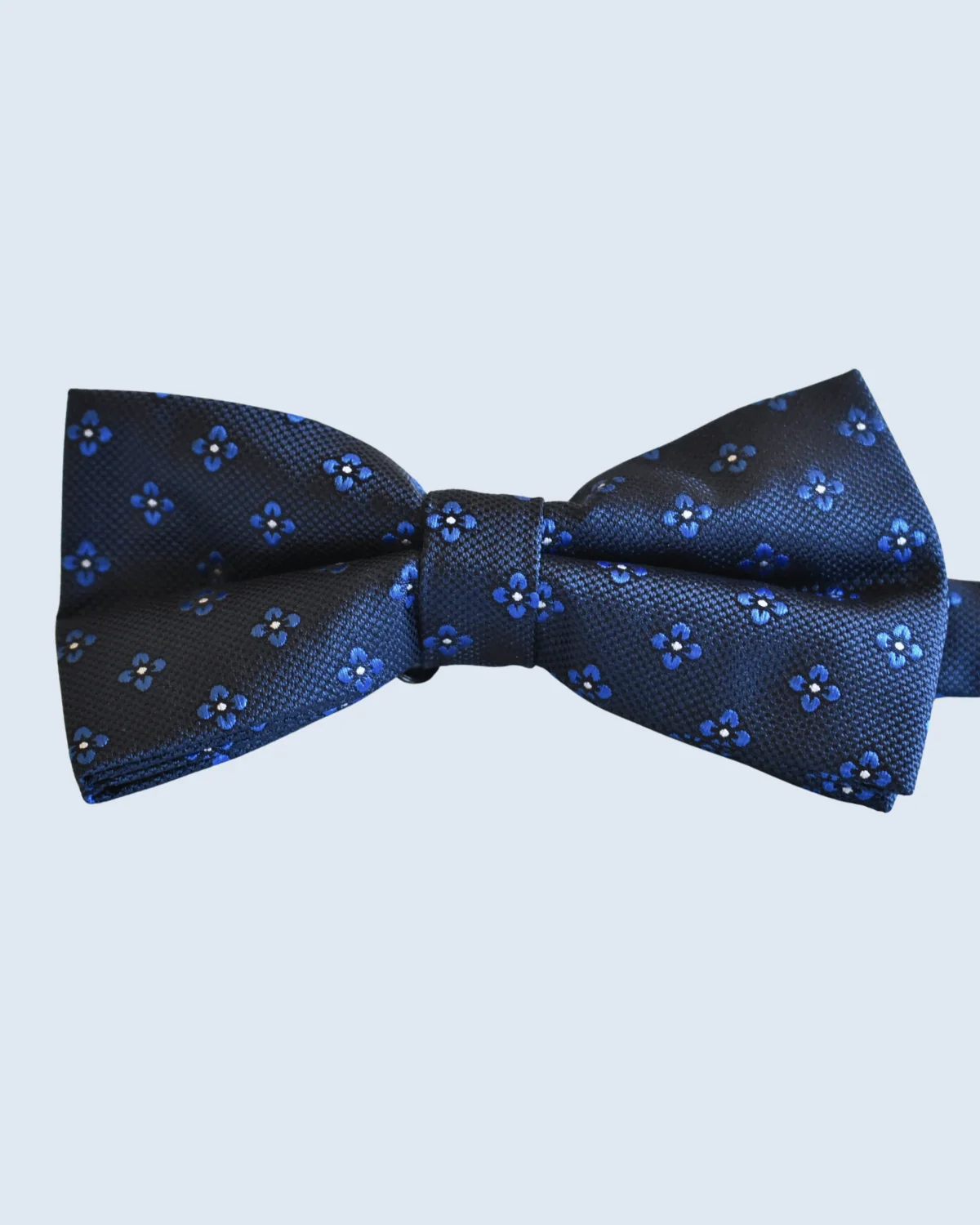 Navy Blue Bow Tie with Blue & White Floral Blossoms