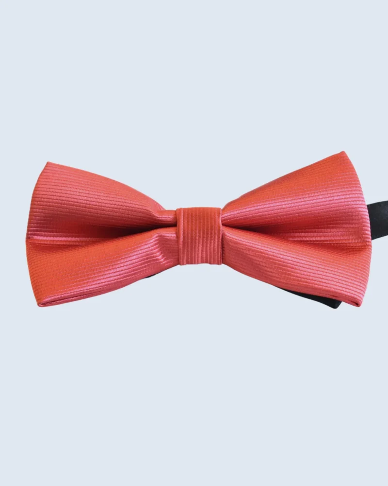 Coral Red Ribbed Twill Bow Tie