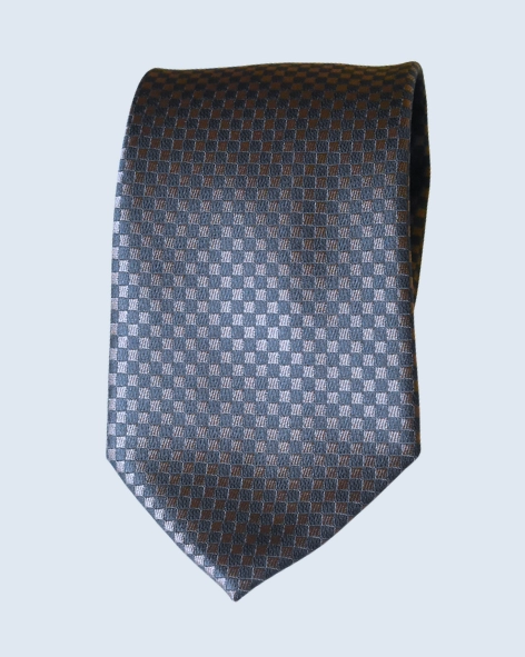 Checkered Elegance Black & Brown Tie