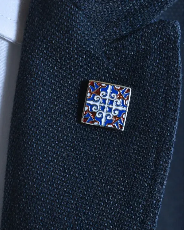 Square Enamel Filigree Lapel Pin | ForHim.ke