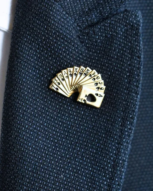 Gold Playing Cards Lapel Pin | ForHim.ke
