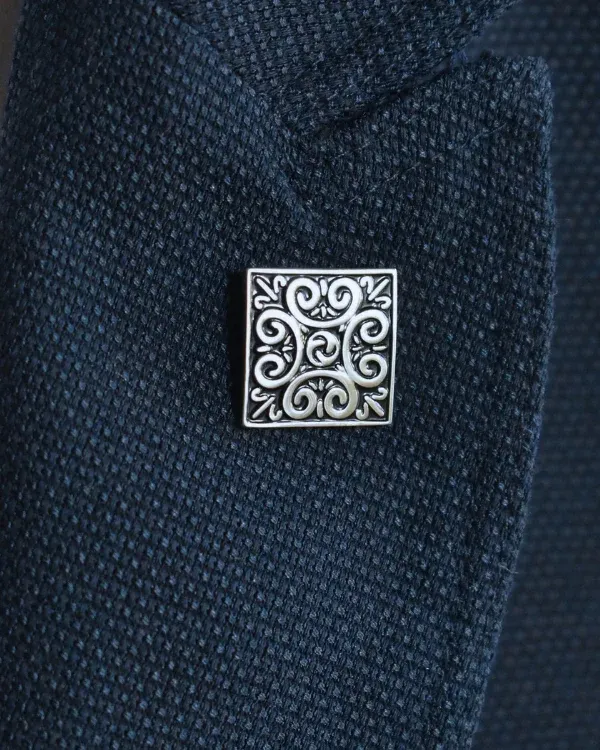 Square Filigree Lapel Pin | Bronze & Silver Options | ForHim.ke