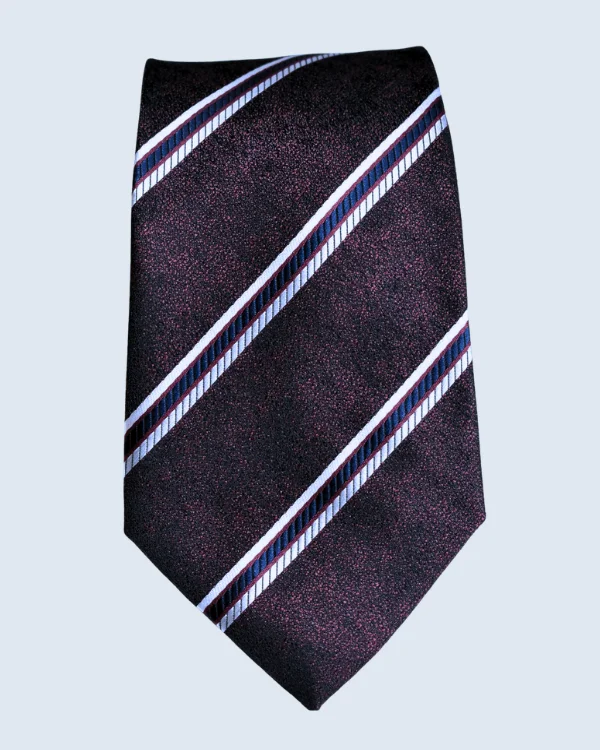 Dark Burgundy and Multi-Stripe Formal Necktie