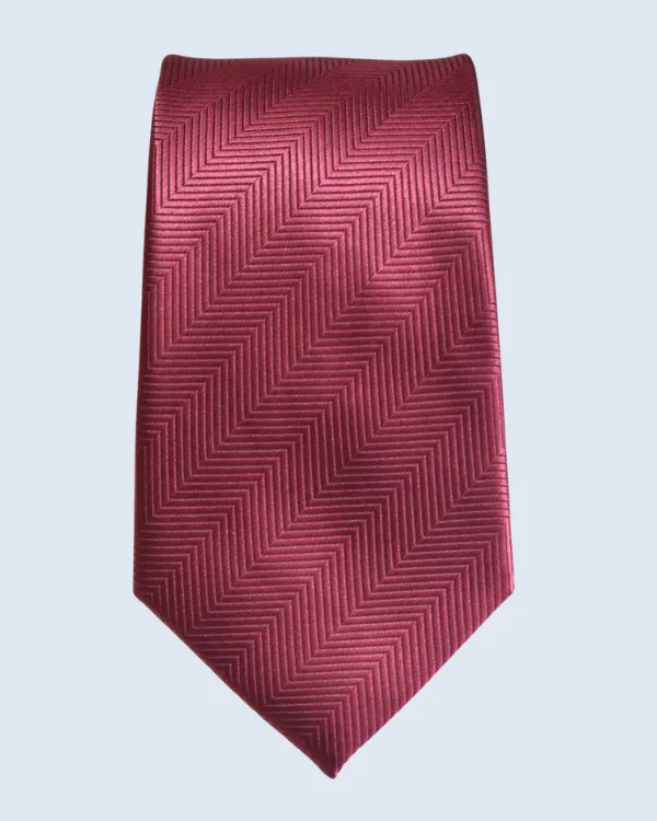 Burgundy Herringbone Textured Formal Necktie