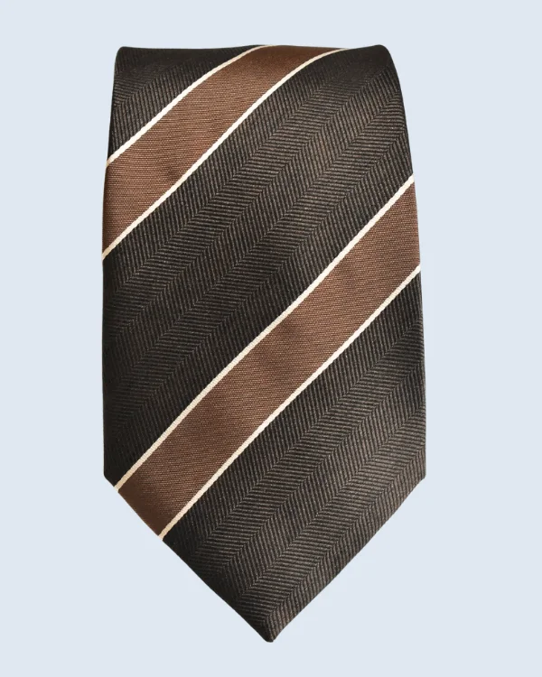 Black and Brown Striped Formal Necktie