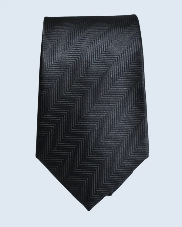 Black Herringbone Formal Necktie