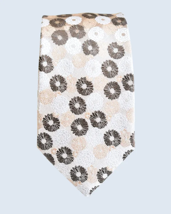 Beige and Brown Floral Formal Necktie
