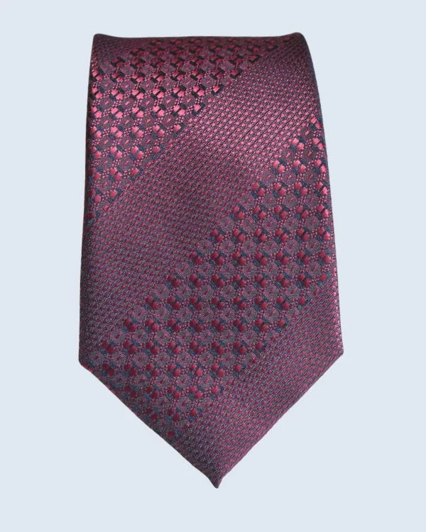 Maroon and Navy Patterned Formal Necktie