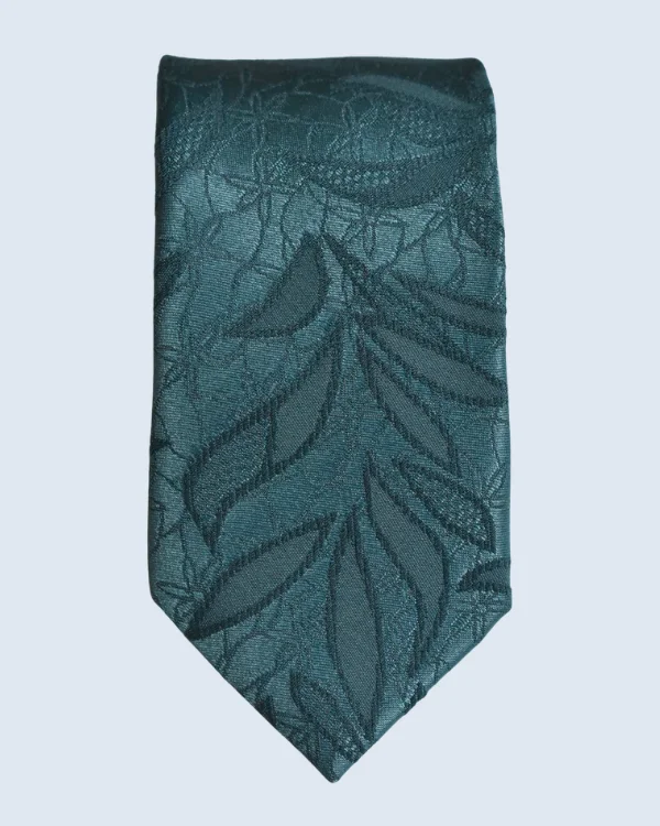 Dark Green Leaf Pattern Formal Necktie