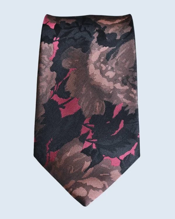 Black, Brown and Pink Floral Formal Necktie