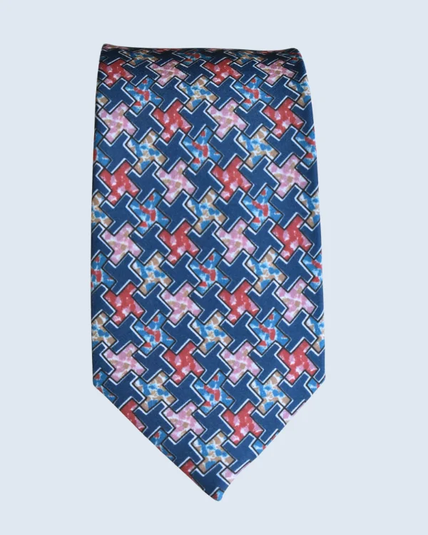 Blue, Red and Multi-Colored Geometric Formal Necktie