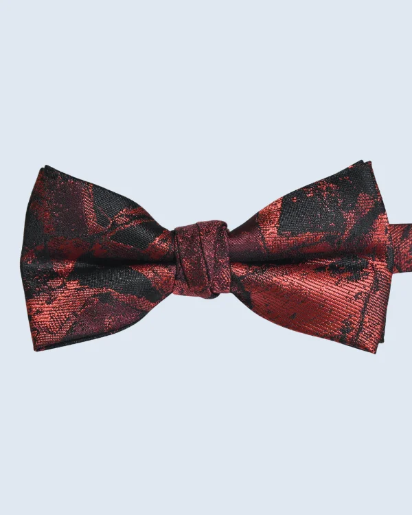 Red & Black Jacquard Silk Bow Tie | ForHim.ke