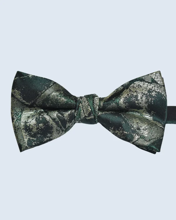 Green & Silver Jacquard Silk Bow Tie | ForHim.ke