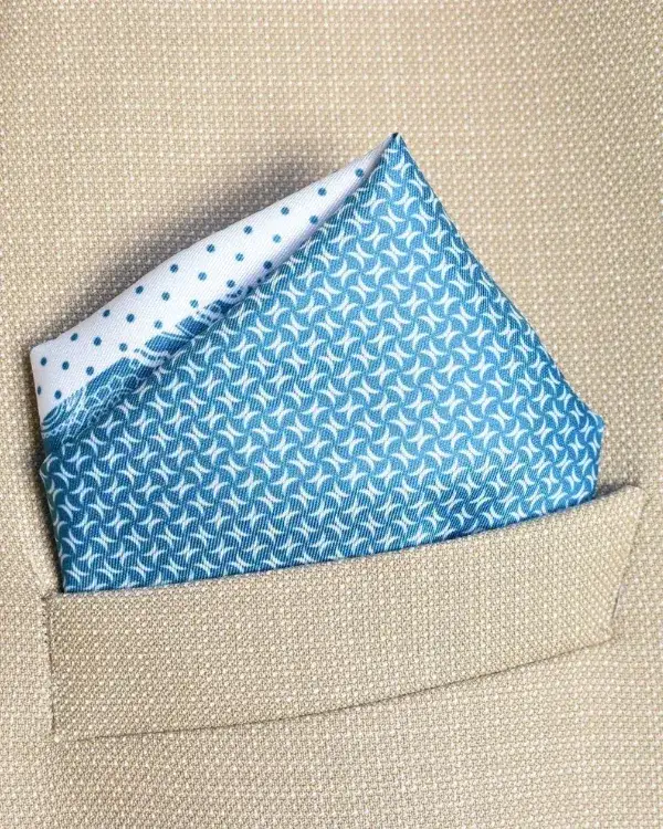 Blue Geometric Pattern Pocket Square | ForHim.ke