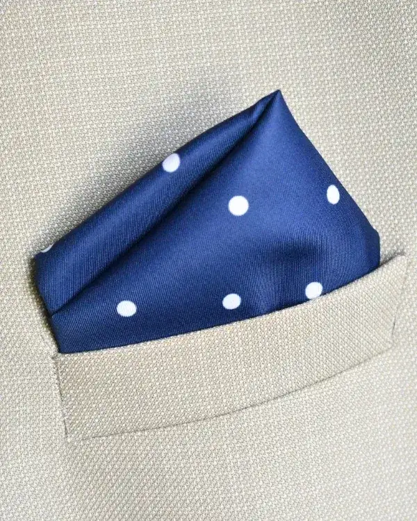 Navy Blue Polka Dot Pocket Square | ForHim.ke