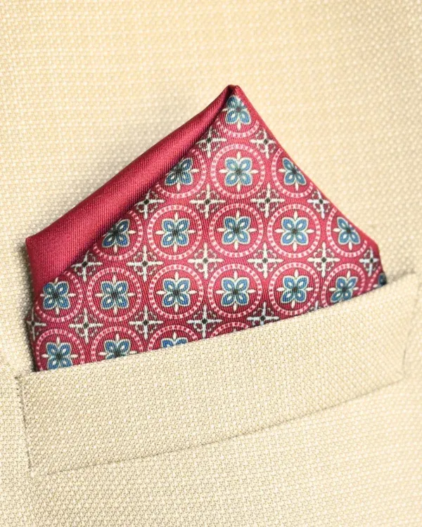 Red Geometric Pattern Pocket Square | ForHim.ke