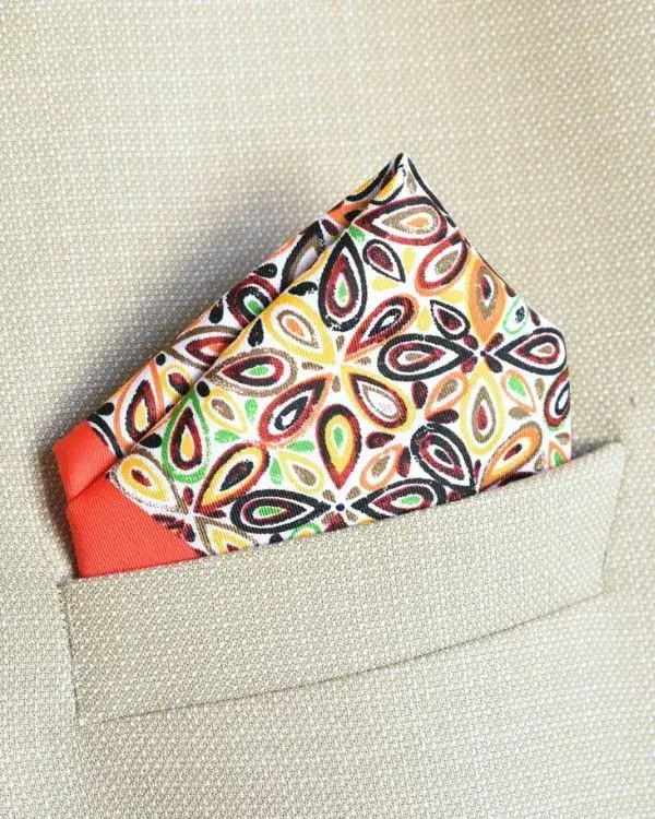 Orange Multi-Patterned Floral Pocket Square | ForHim.ke