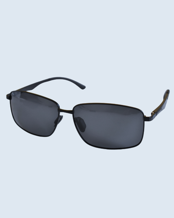 Black Rectangular Black Polarized Lens Sunglasses